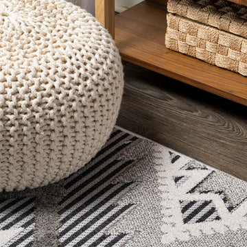 Sumak High-low Pile Neutral Diamond Kilim Area Rug